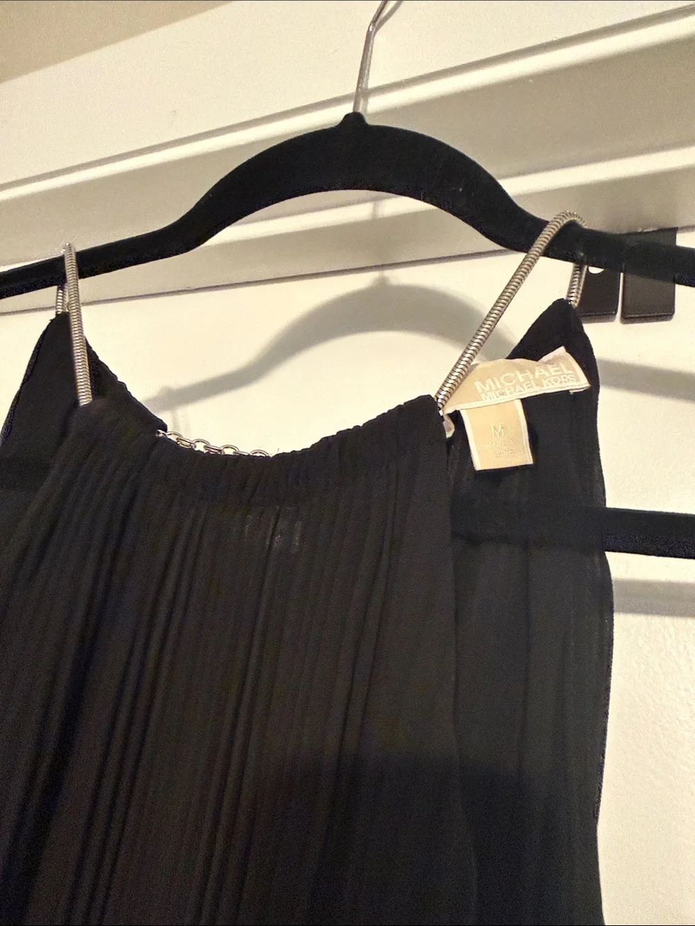 Michael Kors Black Pleated High-Low Halter Dress